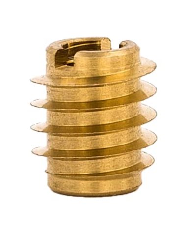 E-Z LOK Knife Threaded Insert for Hard-Wood, Brass Thread Inserts 8-32 Internal Threads, 0.375" Length Pack of 25
