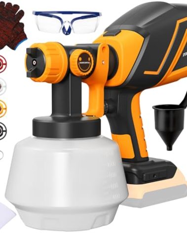Cordless Paint Sprayer for Dw 20V MAX Battery, Electric Paint Sprayer with 1200ML,Easy to Clean,Adjustable Spray Modesfor Home Renovation and Car Painting(Battery Not Included)