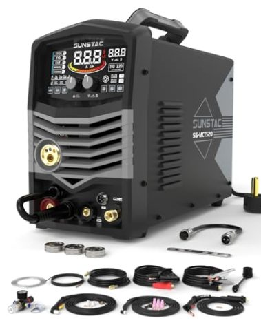 Sunstac 5 in 1 Plasma Cutter and Welder Combo, CUT/TIG/MIG/Flux MIG/MMA, 50A Plasma Cutter, 200A TIG and MIG, 180A STICK Welder, 110/220V Dual Voltage Multi-Functional Welder