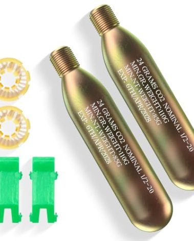 QEBAJI 24 Gram Co2 Cartridge for Life Vest, Co2 Cartridges PFD Rearming Kit, Metal Co2 Cartridge for Auto/Manual Inflating Life Jacket, Used for Fishing, Surfing, Boating, Sea, 2 Pack, M