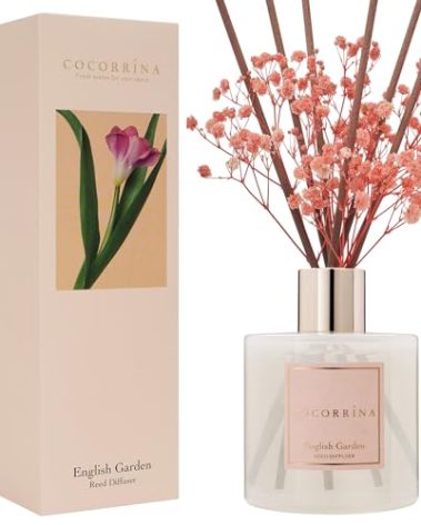 COCORRÍNA Reed Diffuser - English Garden Scented Diffuser with 8 Sticks Home Fragrance Reed Diffuser for Bathroom Shelf Decor