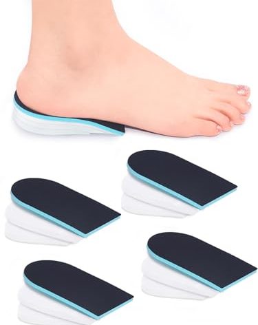 Heel Lift for Leg Length Discrepancy, Heel Pain Relief 【USA Made PORON】 Orthopedic Heel Increase Inserts for Plantar Fasciitis, Heel Height Adjustment ((2pairs) Black-Blue, W 12-14 / M 10-14.5)