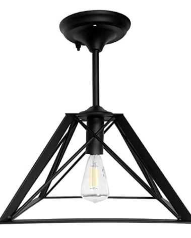 Dream lighting 12volt RV Dinette Ceiling Light Fixture with Vintage Replace Edison Bulb, with Switch for Indoor Automotive Camper Trailer Dining Room– Matte Black, 3500K, 12inch