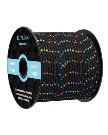 LUYADIN Paracord 240lb - Diameter 2mm Micro Utility Cord -3 Strand Parachute Spool Cord - 100ft 200ft,Paracord for Camping,Hiking,Fishing,Outdoor and DIY