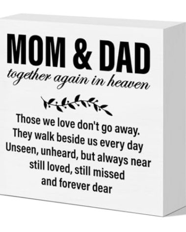 Memorial Sympathy Gifts for Loss of Parents Gifts for Loss of Loved One Mom Dad Father Mother Remembrance Bereavement Condolence Gifts Wooden Sign, Mom & Dad Together Again in Heaven