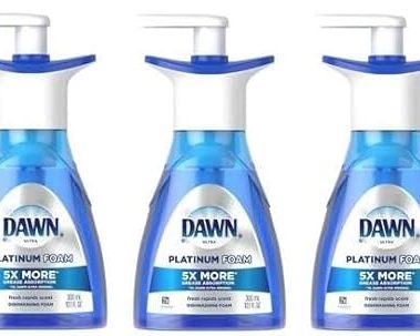 3 Pk. Dawn Ultra Platinum Foam Dishwashing Fresh Rapids Scent 10.1 fl oz 190 Pumps (30.3 Fl Oz 570 Pumps Total)