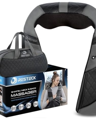 RESTECK Massagers for Neck and Back with Heat - Deep Tissue 3D Kneading Pillow, Electric Shiatsu Shoulder Massage, Foot, Legs,Body - Relieve Muscle Pain - Office, Home & Car