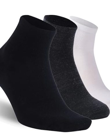 RTZAT 90% Merino Wool Ankle Men's Women's Athletic Business Casual Running Moisture Wicking Everyday Thin Wool Socks, Medium, Black Grey White, 3 Pairs
