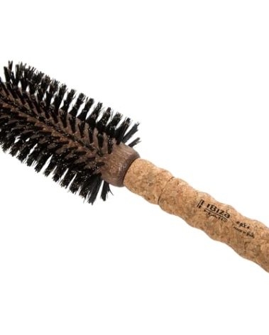Ibiza Hair Round Boar Bristle Brush (EX4-65mm) | Lightweight with Reinforced Bristles & Cork Handle | Ideal for Crown Volume | Adds Texture & Shine for Medium to Long Styles