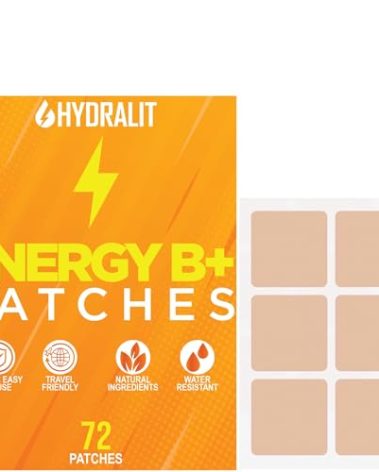Hydralit Energy Patch for Adults Men Women Topical Daily Wellness Awake B12 Patches Sustained Natural Ingredients Boost Time-Released Formula Long-Lasting Skin Travel Friendly 72 Pack