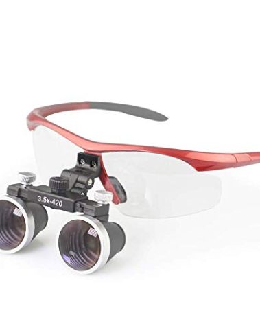 Dental Binocular Loupes 3.5 x 429mm Magnifier (Red)