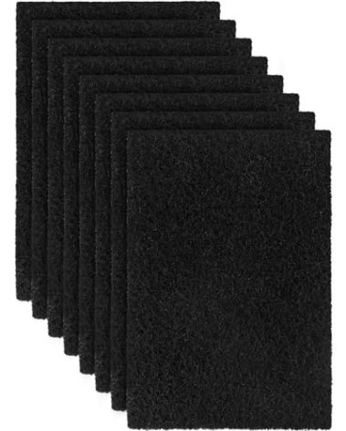 8 Pcs Charcoal Filters Compatible with Van Ness Cat Litter Box, 4.5 x 6.5Inch Replacement Activated Carbon Premium Odor Filters for Pureness F6 Zeloite Air Filter, Black