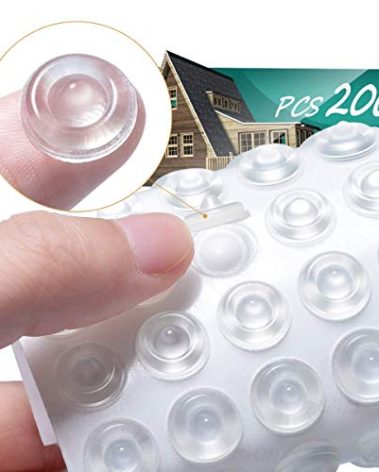 Cabinet Door Bumpers Pack of 200 Self Adhesive Bumpers Pads, Sound Dampening Circular Dots Cupboard Bumpers Clear, Soft Rubber for Drawers, Table Tops, Laptop