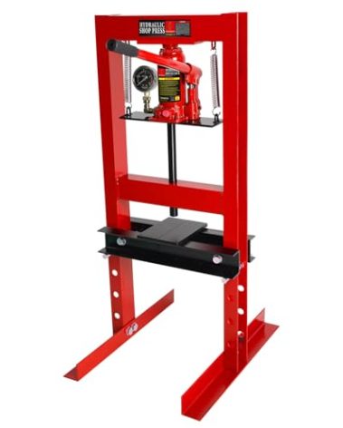 6 Ton Hydraulic Shop Press with Stamping Plates & Pressure Gauge - Heavy Duty H-Frame Garage Floor Press for Bending, Straightening, Installing Bearings & U-Joints