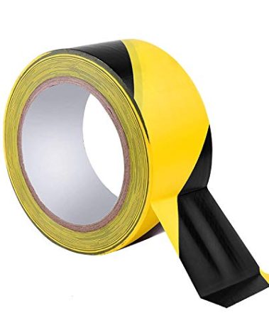 Black Yellow Hazard Tape, 2 Inch x 108 Ft Safety Warning Tape for Floor Marking, Warterproof Strong Adhesive Stripe Caution Tape Roll for Staircase, Floors, Pipes, Walls, Equipment and Dangerous Area