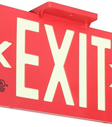 UL Listed 100 footJessup Glo Brite 7050-100-B PF100 Molded Plastic Exit Sign, Single-Sided, 8.75" x 15.5", Red (Mounts 4 ways, includes bracket and arrows)
