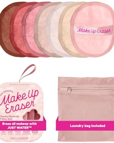 The Original Makeup Eraser 7-Day Set, Erase All Makeup with Just Water, Including Waterproof Mascara, Eyeliner, Foundation, Lipstick, Sunscreen, and More! Cheeky Neutrals, 7ct.