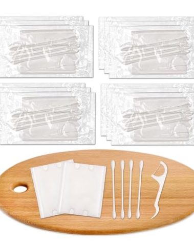 50 Pack Hotel Vanity Kit Individually Wrapped, Bulk Hotel Amenities Kit, Hospitality Set, Amenities Hotel Vanity Set Hygiene Products Include Cotton Pads, Cotton Swabs, Dental Floss Picks
