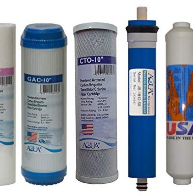 5 Stage Reverse Osmosis Replacement Filter Set with 50 GPD Membrane, Inline Carbon postfilrer (USA Made) and QC Fitting…