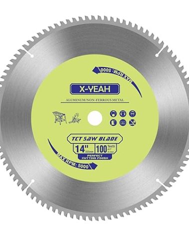 14 Inch 100 Teeth TCG Aluminum Non-Ferrous Metal Cutting Circular Saw Blade with1-Inch Arbor …
