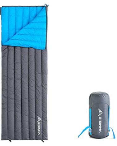 BISINNA 1.72lbs Ultralight Backpacking 650 Fill Power 32-50F Down Sleeping Bag for Adults and Kids - Ultra Lightweight and Compact Backpack Envelope Sleeping Bag for Hiking Camping