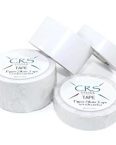 CRS Cross Figure Skate Tape. 3/4 Inch Wide White. Protection for Leather Figure Skates. White and Shiny Skate Boots - No Need for Polish. Tape Your Ice Skating Laces to Keep Them Tied Tight.