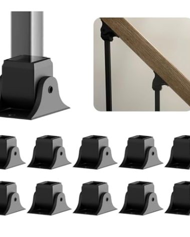 Sidasu 10-Pack Aluminum Swivel Shoes with Screws for 1/2" Square Iron Balusters, Black Stair Railing Base Shoes for Interior Staircase