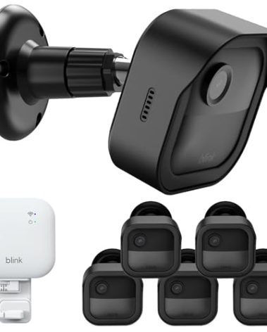 Blink Outdoor 4 (4th Gen) Wall Mount, Weatherproof Protective Cover and 360 Degree Adjustable Mounting with Blink Sync Module Outlet Mount for Blink Outdoor Indoor Security Camera (Black, 5 Pack)