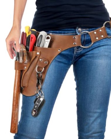 Garden Tool Belt for Women & Men - Premium Handmade Full Grain Genuine Leather Bag for Gardener, Farmer, Electrician, Carpenter - Waist Pouch for Construction