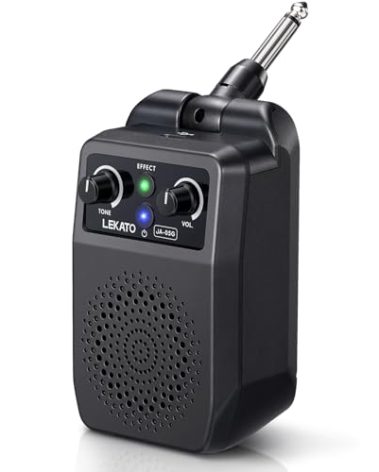 LEKATO Mini Electric Guitar Amp 5W, Portable Guitar Amp Bluetooth with Built-in 4 Effects, Clean Distortion Overdrive Reverb, Rechargeable Small Amplifier for Practice, Black (JA-05G)