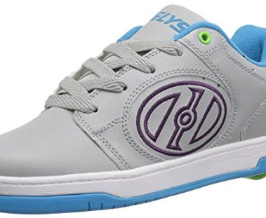 HEELYS Kids Voyager Shoes, Grey Reflective/Cyan/Grape, 3 Medium US Big Kid