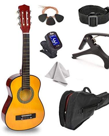 30" Wood Guitar with Case and Accessories for Kids/Girls/Boys/Beginners (Wood)