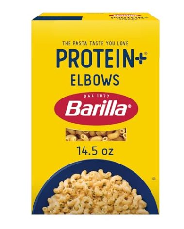 BARILLA Protein+ (Plus) Elbows Pasta, 14.5 Ounce - plant based pasta - Made from Lentils, Chickpeas & Peas - Non-GMO, Kosher Certified and Vegan