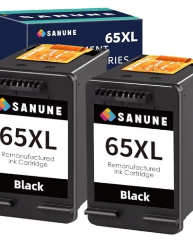 SANUNE Remanufactured Ink Cartridge Replacement for HP Ink 65 65XL Black for HP DeskJet 3772 3755 3722 3752 3700 2621 2622 2623 2625 2622 2640 2652 Envy 5055 5000 5070 5052 5010 5014 Printer (2-Black)