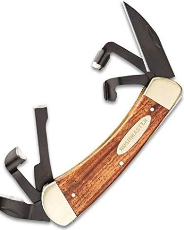 Bushmaster Classic Whittler’s Pocket Knife | Folding Whittling Knife with 6 Wood Carving Blades | High Carbon Steel Detail, Gouge, Hook, V-Scorp & Chisel Tools | Hardwood Handle with Medallion
