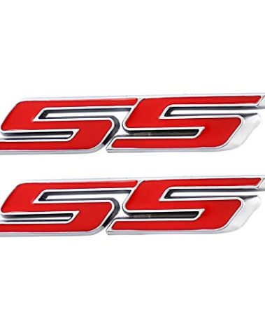 UpAuto 2pcs SS Emblem Metal Super Sport Emblem Badge 3D SS Sticker Parts Camaro SS for Chevrolet Camaro Gm Series (Red)
