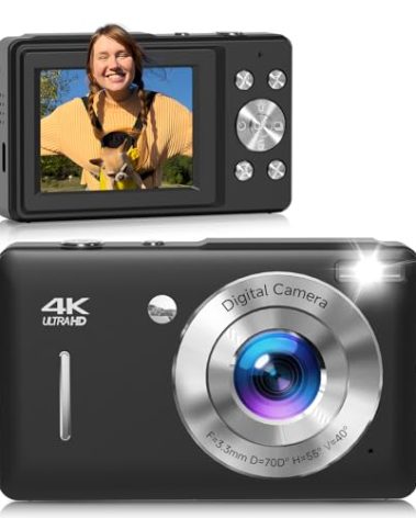 Digital Camera, 44MP FHD 1080P Digital Point and Shoot Camera with Anti Shake, Smile Capture 16X Zoom, Compact Small Camera for Teens Girls Kids Adults(Black)