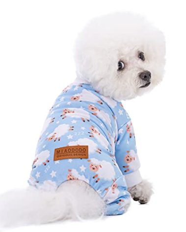 Blue Puppy Christmas Dog Clothes Pajamas for Small Medium Dogs Girl Boy,Funny Pet Cat Dog Shirts Costume Sweaters Pjs Onesie Shirt,Doggie Onesies Cat Pet Outfit Frenchie Clothes