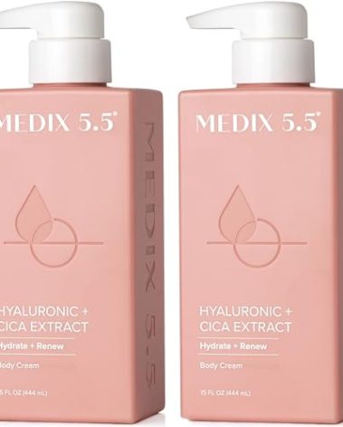 Medix 5.5 Hyaluronic Acid + Vitamin E Cream Body Lotion For Women | Hydrating Dry Skin Firming Lotion Minimizes Look Of Wrinkles, Stretch Marks, Cellulite, & Crepey Skin | Skin Care Products | 2-Pack