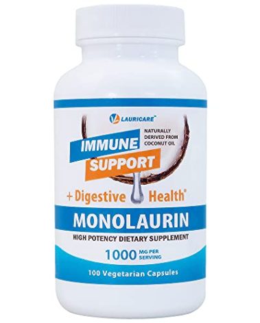 Lauricare Monolaurin Supplement for Immune Support - Gut Health - 1000mg Per Serving- 100 Count