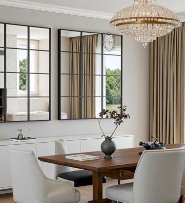 Dewfig Rectangle Window Mirror Wall Mounted, 31"x47"in Window Pane Mirror Wall Decor Metal Framed, Large Black Mirrors for Bedroom Living Room Fireplace Entryway Hanging or Leaning Against Wall,Black