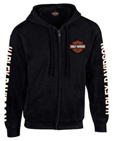 Harley-Davidson Men's Hooded Sweatshirt, Bar & Shield Zip, Black 30299142 (L)