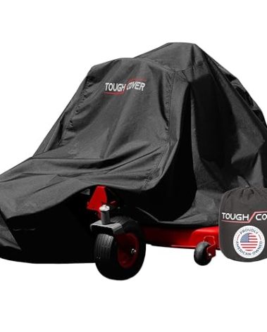 Tough Cover Zero Turn Lawn Mower Cover - Basic Edition Black, 79 x 46 x 55 in, Heavy-Duty Waterproof Protection for Riding Mower, UV-Resistant Tearproof Fabric for Lawn Tractor Cover Use