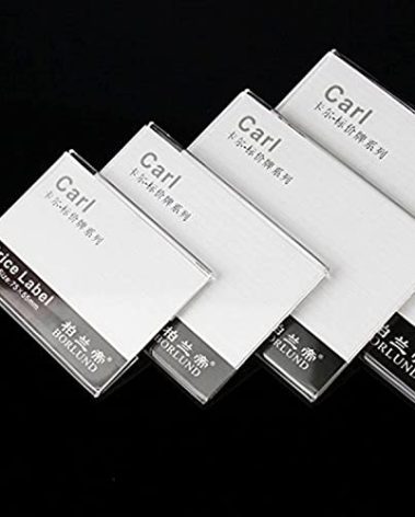 Airgoesin 20pcs Wall Mount Shelf Acrylic Sign Holder Price Card Tag Label Counter Top Stand Display with Adhesive Tape Sticker