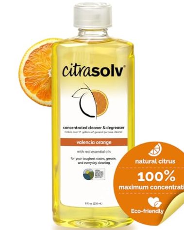 Citra Solv Concentrated Household Cleaner & Degreaser - Valencia Orange Scent - 8 Fl Oz, Safe, Effective, and Versatile Cleaning Solution, Natural Ingredients Non Toxic, Biodegradable, Made in USA