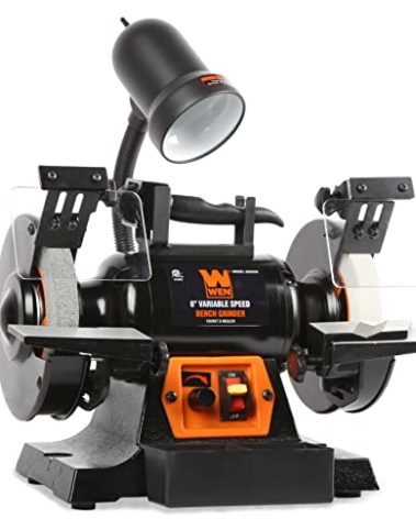 WEN BG625V 2.5-Amp 6-Inch Variable Speed Bench Grinder with Flexible Work Light , Black