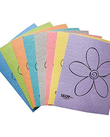 Skoy Cloth, 8-Pack Versatile Swedish Dishcloths for Kitchen and Household Use, Reusable Cleaning Cloths, Planet-Friendly, Dishwasher and Dryer-Safe, Assorted Colors