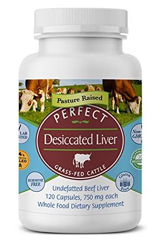 Perfect Supplements – Desiccated Beef Liver Capsules Grass Fed Supplement -Natural Source of Protein, Iron, Vitamins A & B- Boosts Energy and Immunity - No Chemicals No Dairy and Hormone Free