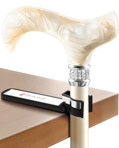 Merry Sticks Walking Cane Holder, Smart Reflective Cane Holder Clip for Table, Walking Stick Accessories for Senior, Portable, Foldable, and Convenient
