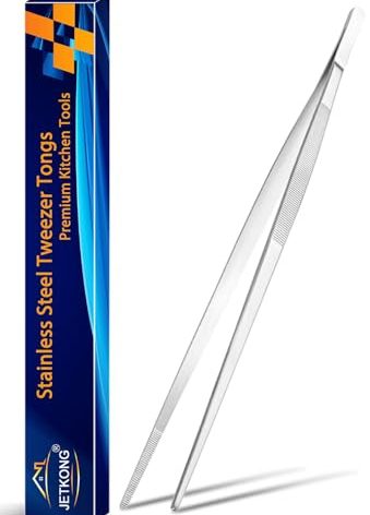 JETKONG 14 Inch Kitchen Tweezers Tongs Extra-Long Cooking Tweezers Stainless Steel Long Food Tweezer